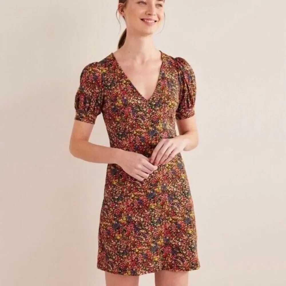 Boden V-Neck Floral Jersey Dress 10